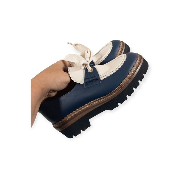 The Office Of Angela Scott Miss Elsie Navy Loafers SZ EU 39 US 9 Coquette - Picture 1 of 16